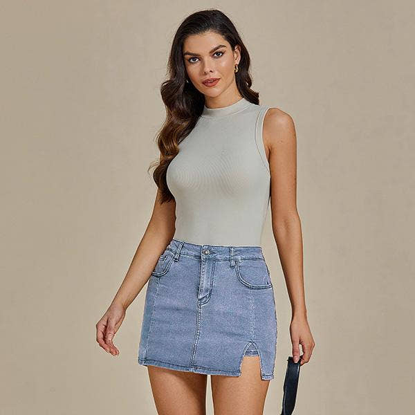 Sculpted Sleek Denim Mini Skirt
