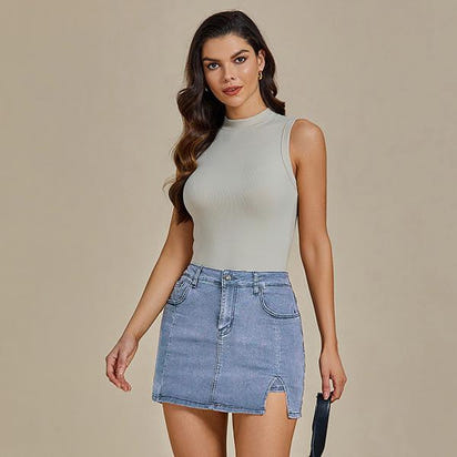 Sculpted Sleek Denim Mini Skirt