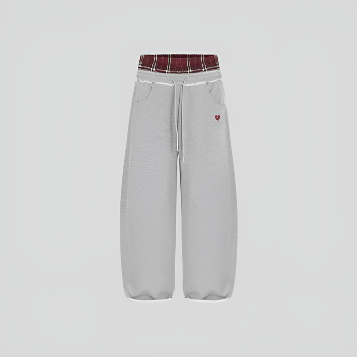 Plaid Double Waisted Sweatpants
