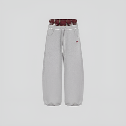 Plaid Double Waisted Sweatpants