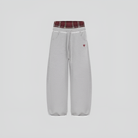 Plaid Double Waisted Sweatpants
