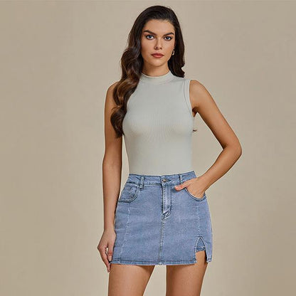 Sculpted Sleek Denim Mini Skirt