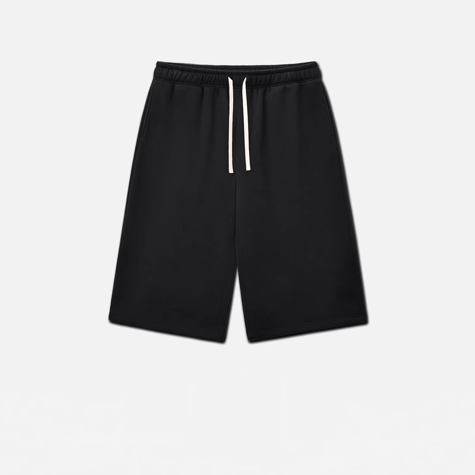 Wholesale 350GSM Fleece Lined 3/4 Length Sweatpants Men Heavyweight Drawstring Wide Leg Baggy Casual Culottes Streetwear