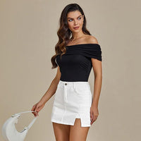 Sculpted Sleek Denim Mini Skirt
