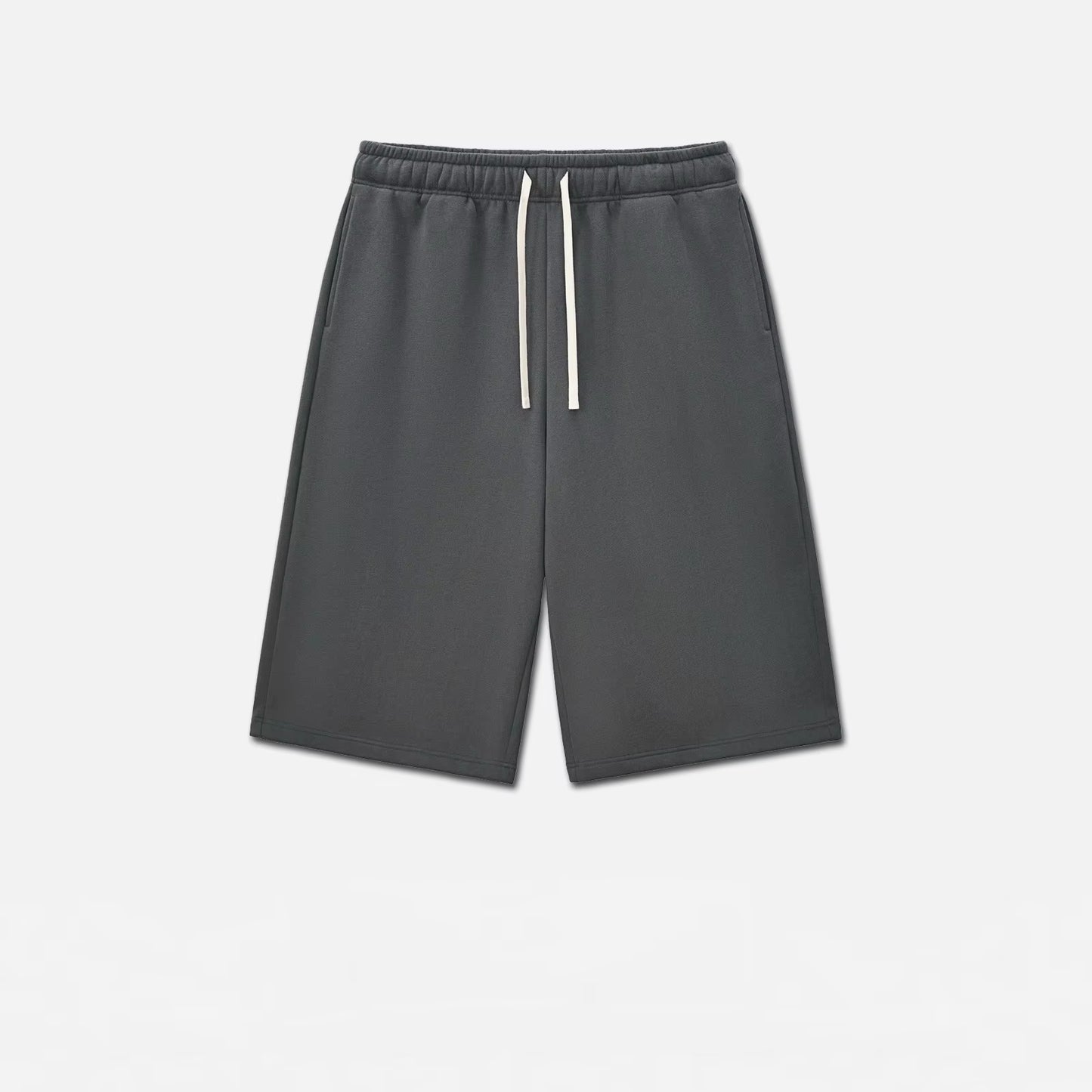 Wholesale 350GSM Fleece Lined 3/4 Length Sweatpants Men Heavyweight Drawstring Wide Leg Baggy Casual Culottes Streetwear