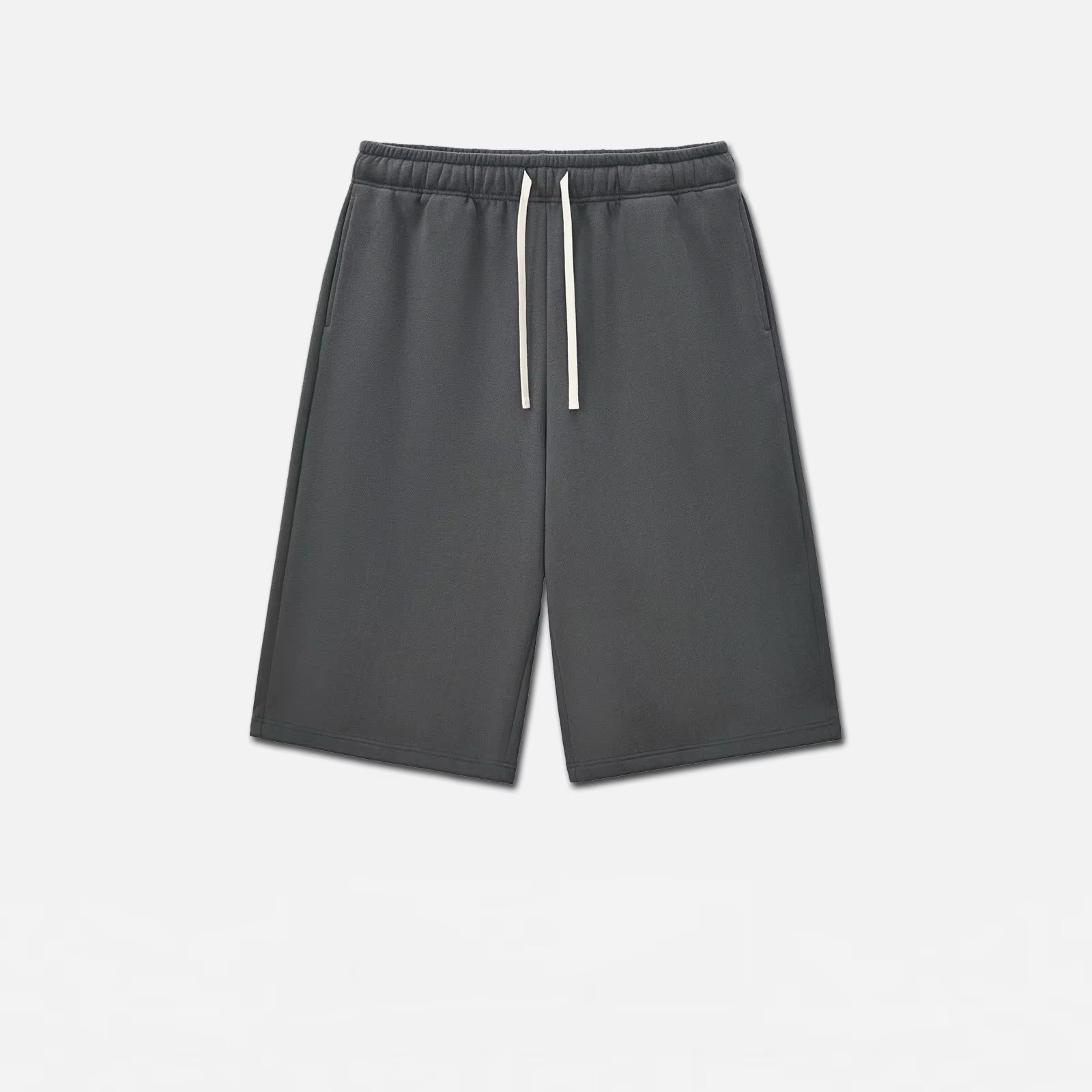 Wholesale 350GSM Fleece Lined 3/4 Length Sweatpants Men Heavyweight Drawstring Wide Leg Baggy Casual Culottes Streetwear