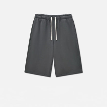 Wholesale 350GSM Fleece Lined 3/4 Length Sweatpants Men Heavyweight Drawstring Wide Leg Baggy Casual Culottes Streetwear